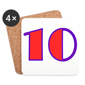 10. 10 ANS. 10e ANNIVERSAIRE. ANNIVERSAIRE 10 ANS. - Dessous de verre (lot de 4) - blanc - Devant