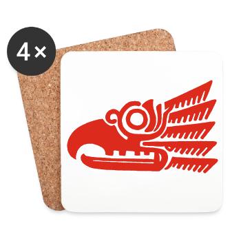 Red tribal bird head - Coasters (set of 4) - white - Front