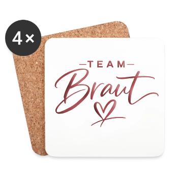 Bridal Team Heart Font Design - Coasters (set of 4) - white - Front