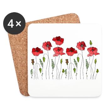 Fleur - Dessous de verre (lot de 4) - blanc - Devant