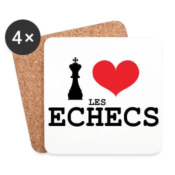 J'aime les Échecs King Heart - Dessous de verre (lot de 4) - blanc - Devant