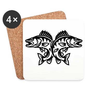 Pike Fish - Coasters (set of 4) - white - Front