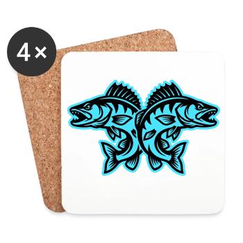 Hecht Fische - Untersetzer (4er-Set) - Weiß - Vorne