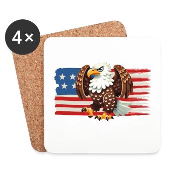 Adler der Freiheit über der US-Flagge - Untersetzer (4er-Set) - Weiß - Vorne