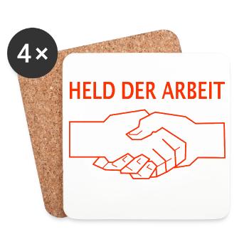 DDR Lustiger Spruch Held der Arbeit - Untersetzer (4er-Set) - Weiß - Vorne