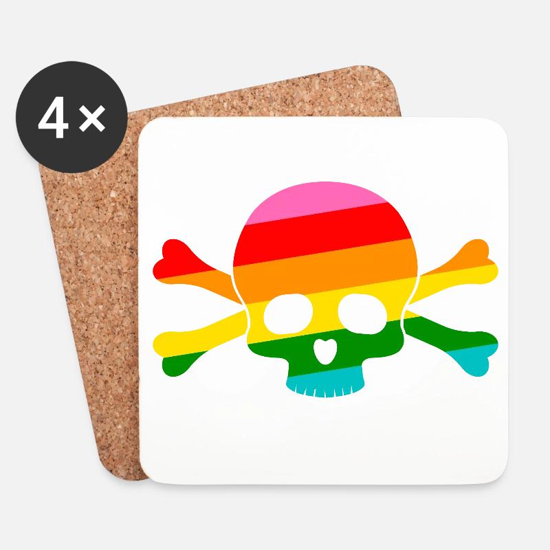 Rainbow Skull - Coasters (set of 4) - white