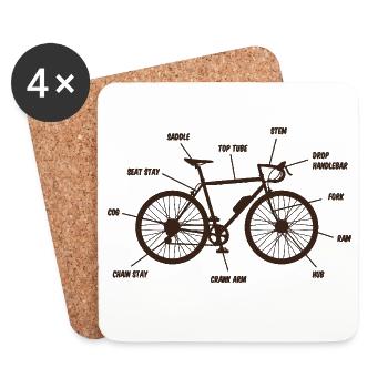 Rennrad Bauplan Roadbike Rennradfahrer Design - Untersetzer (4er-Set) - Weiß - Vorne