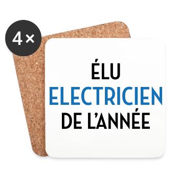 Élu Électricien de l'Année : Champion du Courant - Dessous de verre (lot de 4) - blanc - Devant