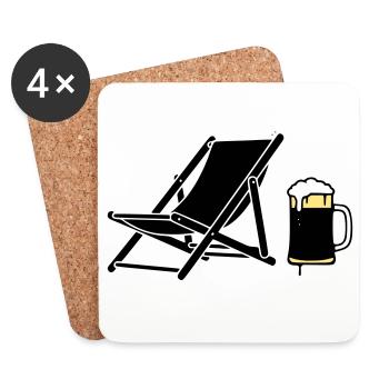 Silhouette de la chaise longue et de la chope de bière - Dessous de verre (lot de 4) - blanc - Devant