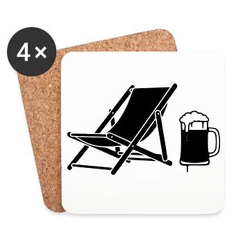 Liegestuhl Bier Urlaub Icon - Untersetzer (4er-Set) - Weiß - Vorne