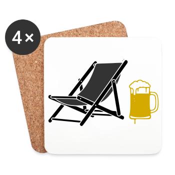 Vecteur couleur bière chaise de plage - Dessous de verre (lot de 4) - blanc - Devant