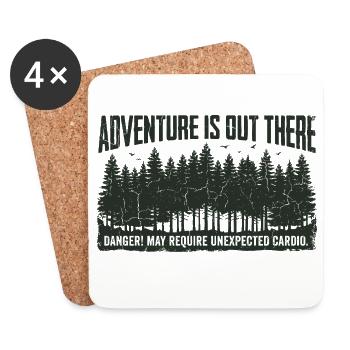 Adventure is out there – Cardio Humor Spruch - Untersetzer (4er-Set) - Weiß - Vorne