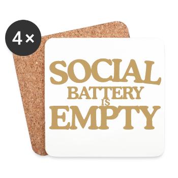 Social Battery is empty Retro Spruch Design - Untersetzer (4er-Set) - Weiß - Vorne
