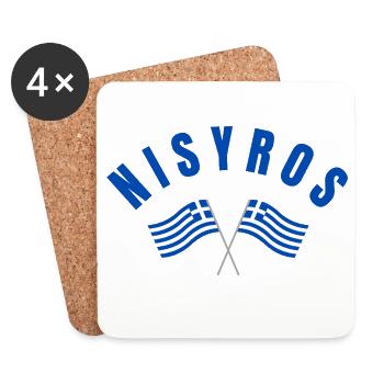 Nisyros griechische Flaggen - Untersetzer (4er-Set) - Weiß - Vorne