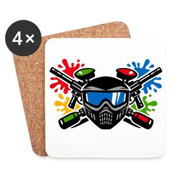 Graffiti helmet with paint splash - Coasters (set of 4) - white - Front