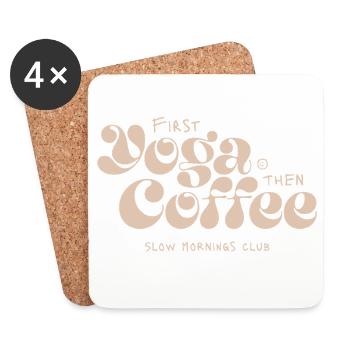 Yoga d’abord, café après - Dessous de verre (lot de 4) - blanc - Devant