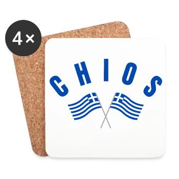 Chios Croisé des drapeaux grecs - Dessous de verre (lot de 4) - blanc - Devant