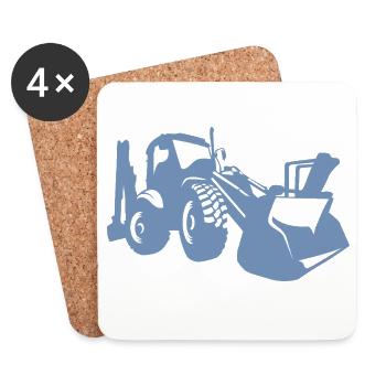 Bagger Radlader Baugeräteführer Silhouette - Untersetzer (4er-Set) - Weiß - Vorne