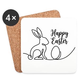 Joyeuses Pâques, Chemise de Pâques Un lapin mignon - Dessous de verre (lot de 4) - blanc - Devant