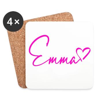 Emma Signatur Neon Pink - Untersetzer (4er-Set) - Weiß - Vorne