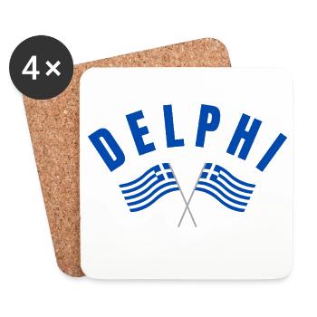 Delphi Twin Greek Flags  - Coasters (set of 4) - white - Front