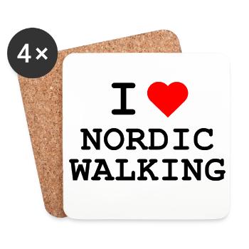 Ich liebe Nordic Walking - I love Nordic Walking - Coasters (set of 4) - white - Front