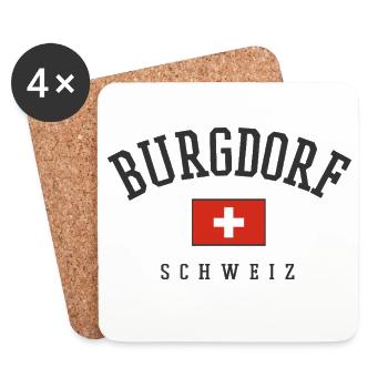 Burgdorf Schweiz Emblem mit Flagge - Untersetzer (4er-Set) - Weiß - Vorne