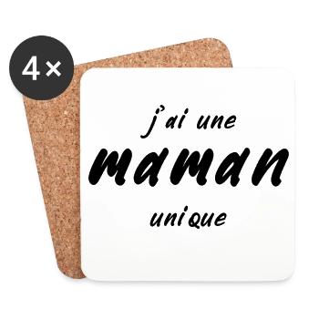 j-ai_une_maman_unique - Dessous de verre (lot de 4) - blanc - Devant