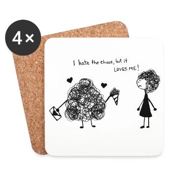 Je déteste le chaos mais il m’aime - Dessous de verre (lot de 4) - blanc - Devant