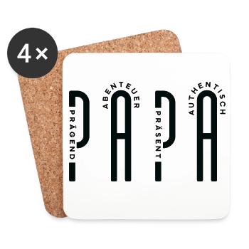 Minimalist PAPA - Black Typo Design - Untersetzer (4er-Set) - Weiß - Vorne