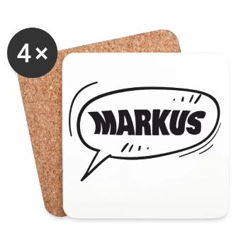 Markus Sprechblase Cartoonname - Untersetzer (4er-Set) - Weiß - Vorne