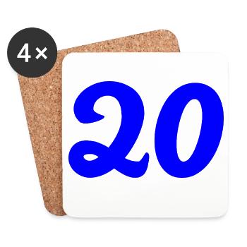 20. 20e ANNIVERSAIRE. ANNIVERSAIRE 20 ANS. 20 ANS. - Dessous de verre (lot de 4) - blanc - Devant