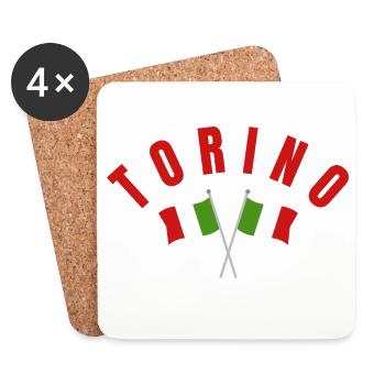 Torino Crest with Italian Flags - Coasters (set of 4) - white - Front