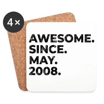 Awesome since May 2008 | Birthday | Gift - Coasters (set of 4) - white - Front