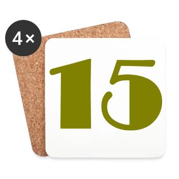 15. 15 ANS. 15e ANNIVERSAIRE. ANNIVERSAIRE 15 ANS. - Dessous de verre (lot de 4) - blanc - Devant