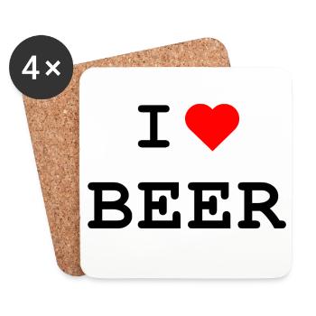 I love Beer - Ich liebe Bier - Untersetzer (4er-Set) - Weiß - Vorne