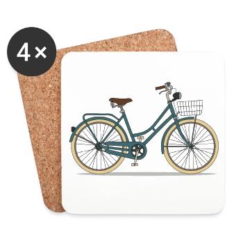 Retro City Cruiser Bicycle Art - Coasters (set of 4) - white - Front