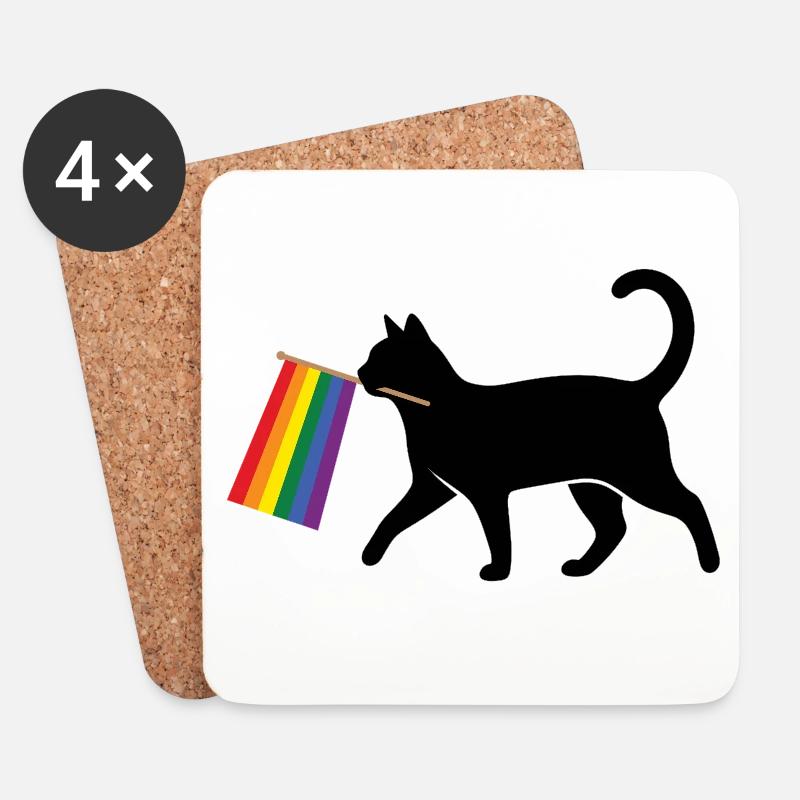 Pride Month LGBT – Ally Cat - Untersetzer (4er-Set) - Weiß