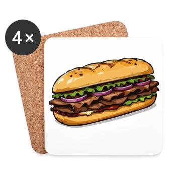 Illustration de sandwich - Dessous de verre (lot de 4) - blanc - Devant