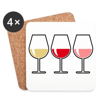 Weißwein Rotwein Roséwein (Wein / Bauchig / Zu) - Untersetzer (4er-Set) - Weiß - Vorne