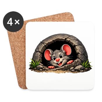 Kleine Muis Uit Hol - Untersetzer (4er-Set) - Weiß - Vorne