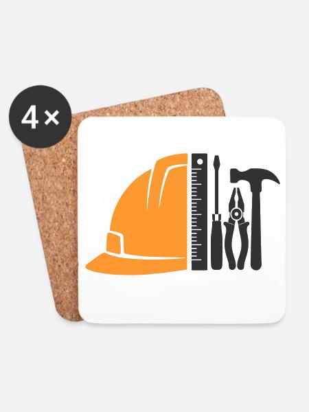 Tool & Construction Helmet – Craftsman Logo - Coasters (set of 4) - white