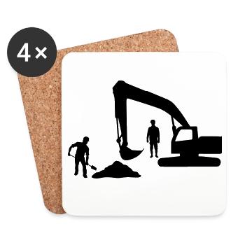Dump Truck Crew – Sand Workers - Coasters (set of 4) - white - Front