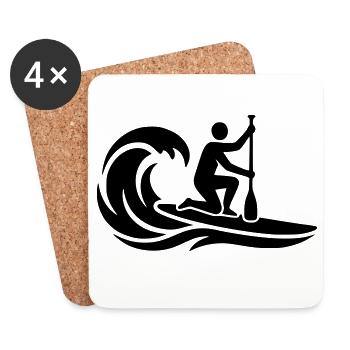 SUP Board Stand Up Paddling Welle Surfen - Untersetzer (4er-Set) - Weiß - Vorne