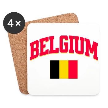 Belgium Football Lover Retro Sports Design - Untersetzer (4er-Set) - Weiß - Vorne