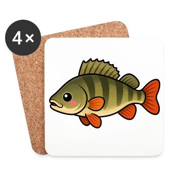 Conception de pêche des enfants perchoirs mignons - Dessous de verre (lot de 4) - blanc - Devant