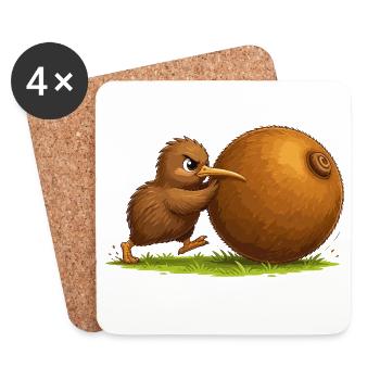 Un oiseau kiwi chasse le kiwi - Dessous de verre (lot de 4) - blanc - Devant