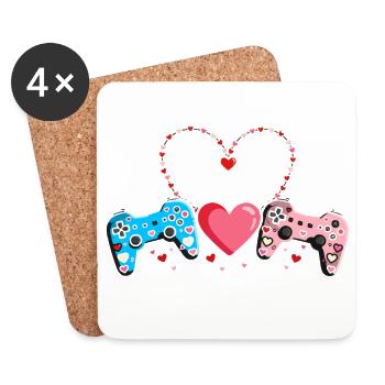 Cœur rétro design de la Saint-Valentin Amour - Dessous de verre (lot de 4) - blanc - Devant