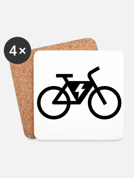 Vélo électrique, vélo électrique, tour à vélo - Dessous de verre (lot de 4) - blanc