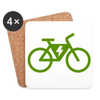 E-bike, E-Biker, Fahrradtour - Untersetzer (4er-Set) - Weiß - Vorne